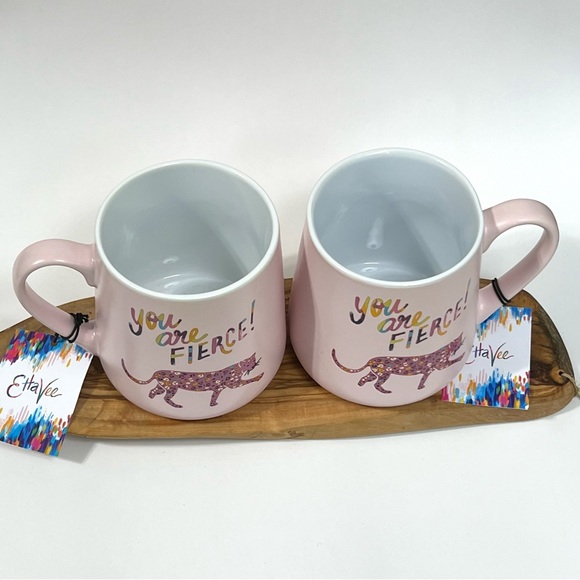 YOU ARE FIERCE 24 Oz Ceramic Coffee Tea Mug Cup Pink Leopard Etta Vee - Picture 15 of 15